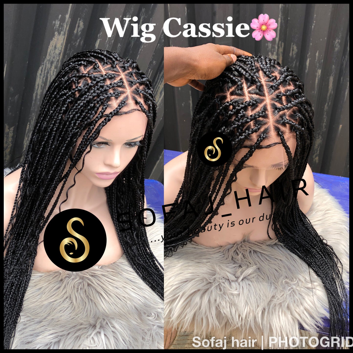 Wig Cassie. (Full lace boho triangle knotless braids)