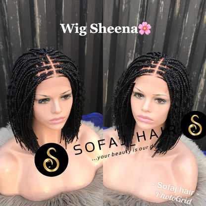 Wig Sheena. (Bob boho lace closure box braids wig)