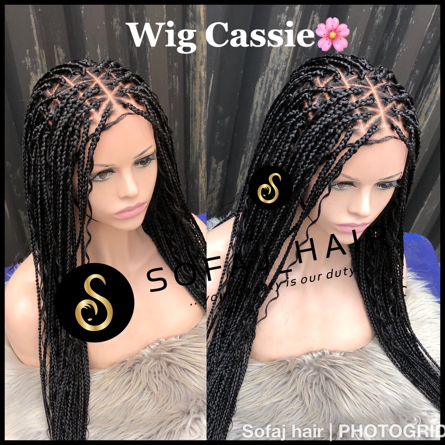 Wig Cassie. (Full lace boho triangle knotless braids)